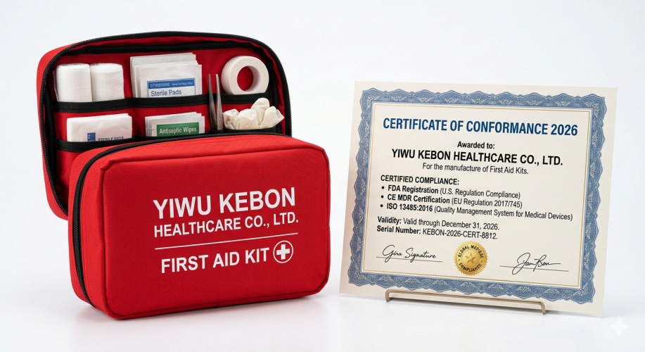 Yiwu Kebon Healthcare: продлены сертификаты FDA, CE и ISO 13485 2026 г. для аптечек первой помощи